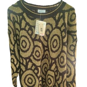 Vtg 80s GFC Black Gold Sweater NWT
